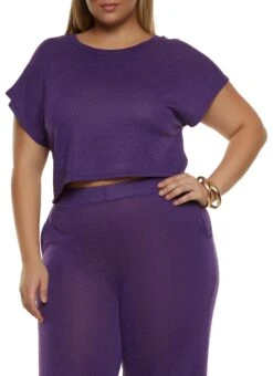 Plus Size Brushed Knit Dolman Sleeve Top