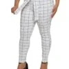 Plus Size Windowpane Print Tie Front Dress Pants