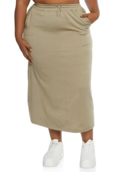 Plus Size Fleece Maxi Skirt