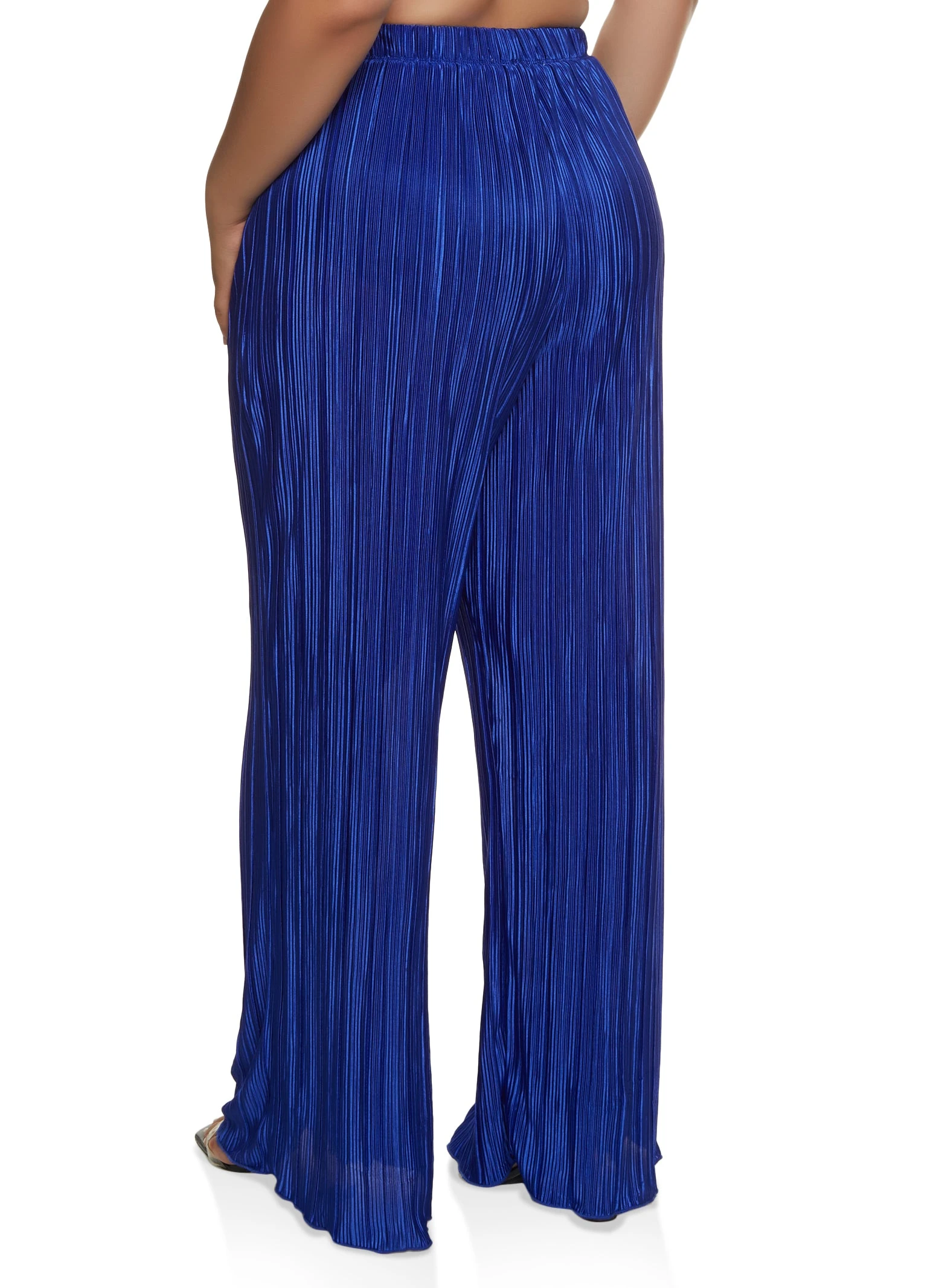 Plus Size Plisse High Waist Wide Leg Pants - Image 2