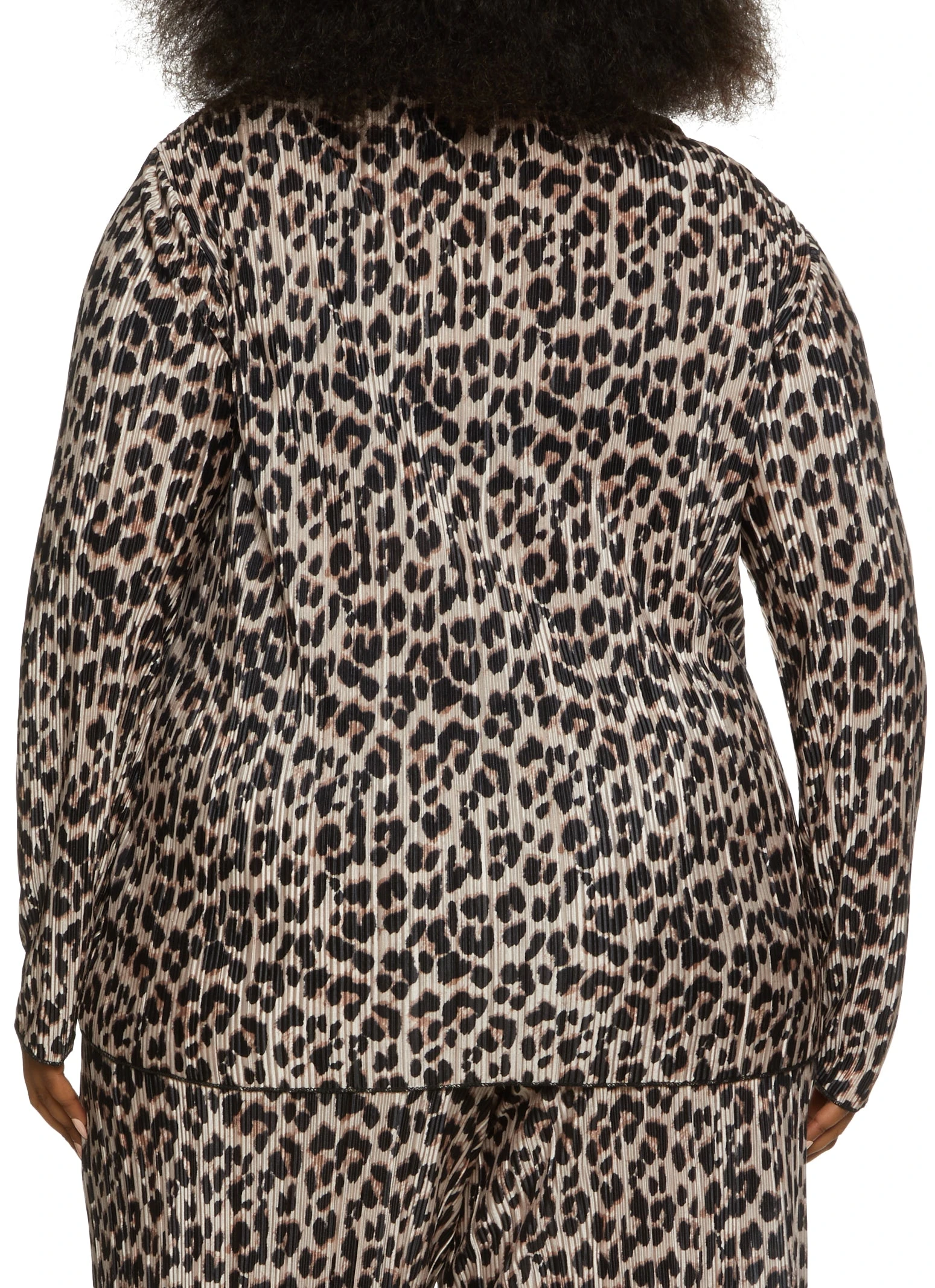 Plus Size Plisse Printed Button Front Shirt - Image 3