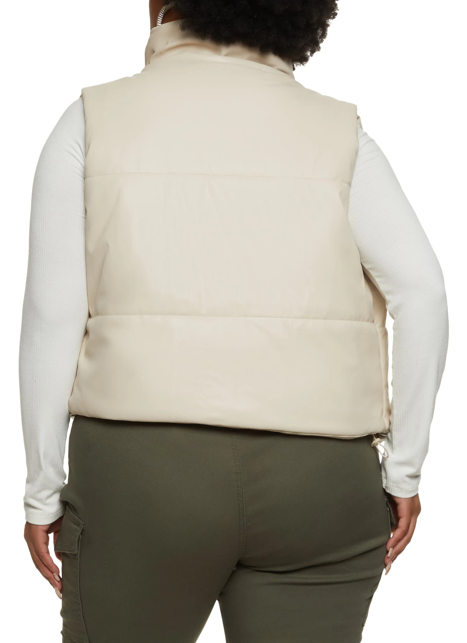 Plus Size Faux Leather Puffer Vest - Image 3