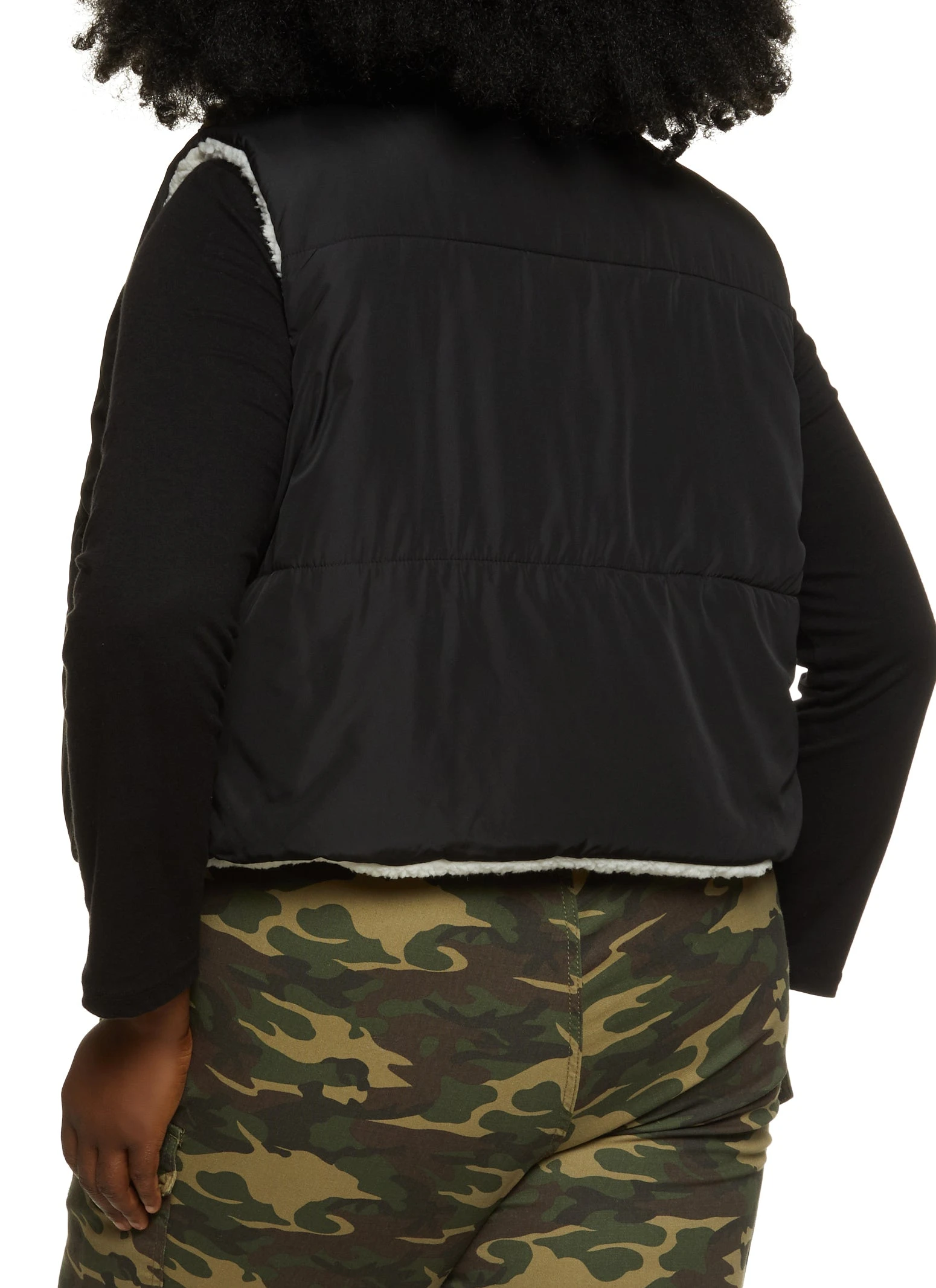 Plus Size Reversible Sherpa Vest - Image 2