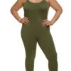 Plus Size Solid Scoop Neck Cami Catsuit