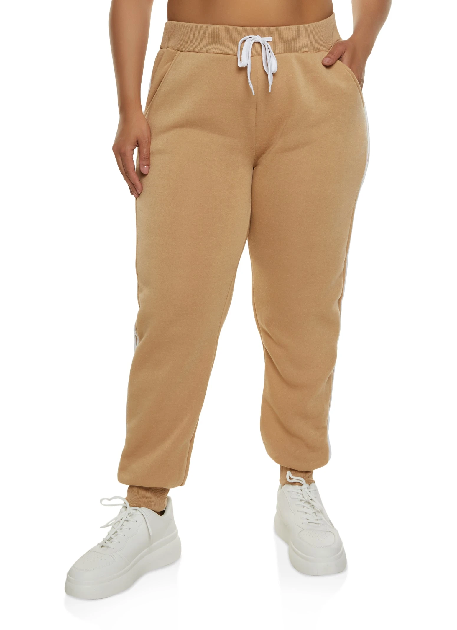 Plus Size Varsity Striped Side Joggers