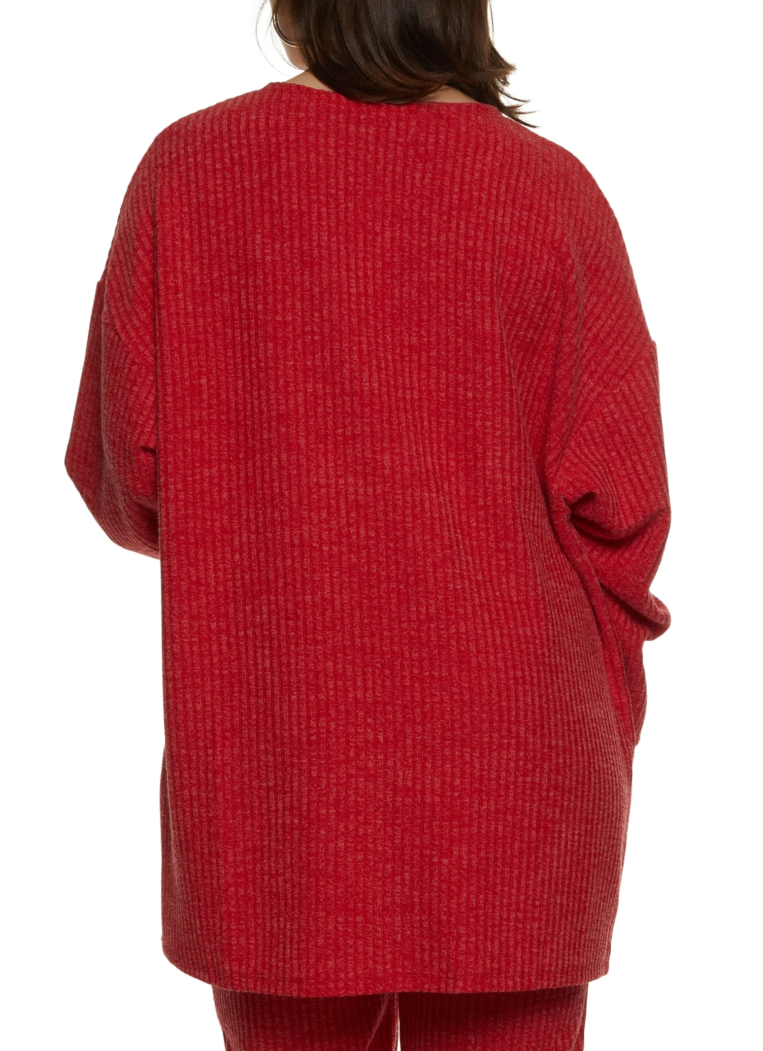 Plus Size Ribbed Open Front Duster - Image 3