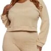 Plus Size Textured Knit Cropped Sweatshirt