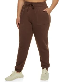 Plus Size Solid Fleece Joggers