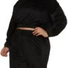 Plus Size Corduroy Velour Cropped Sweatshirt