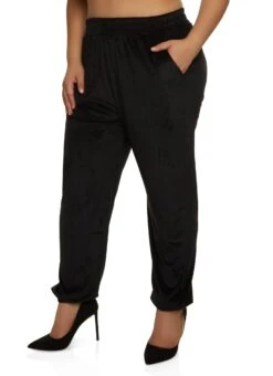 Plus Size Corduroy Velour Pants