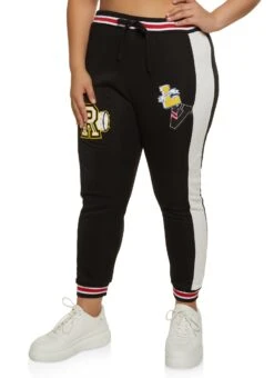 Plus Size Fleece Graphic Varsity Joggers