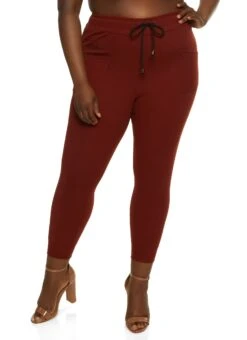 Plus Size Solid Drawstring Waist Joggers