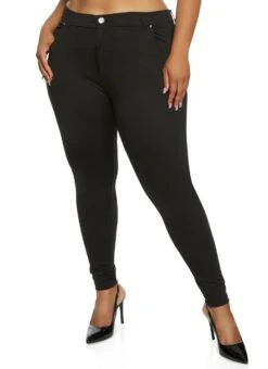 Plus Size Solid Ponte Dress Pants