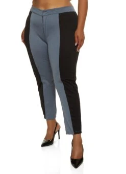 Plus Size Color Block Dress Pants