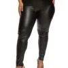 Plus Size Faux Leather High Waist Pull On Pants