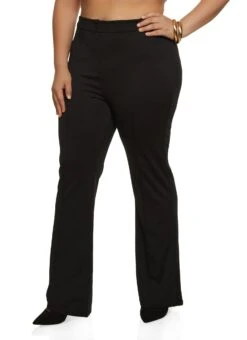 Plus Size Pintuck Ponte Boot Cut Pants