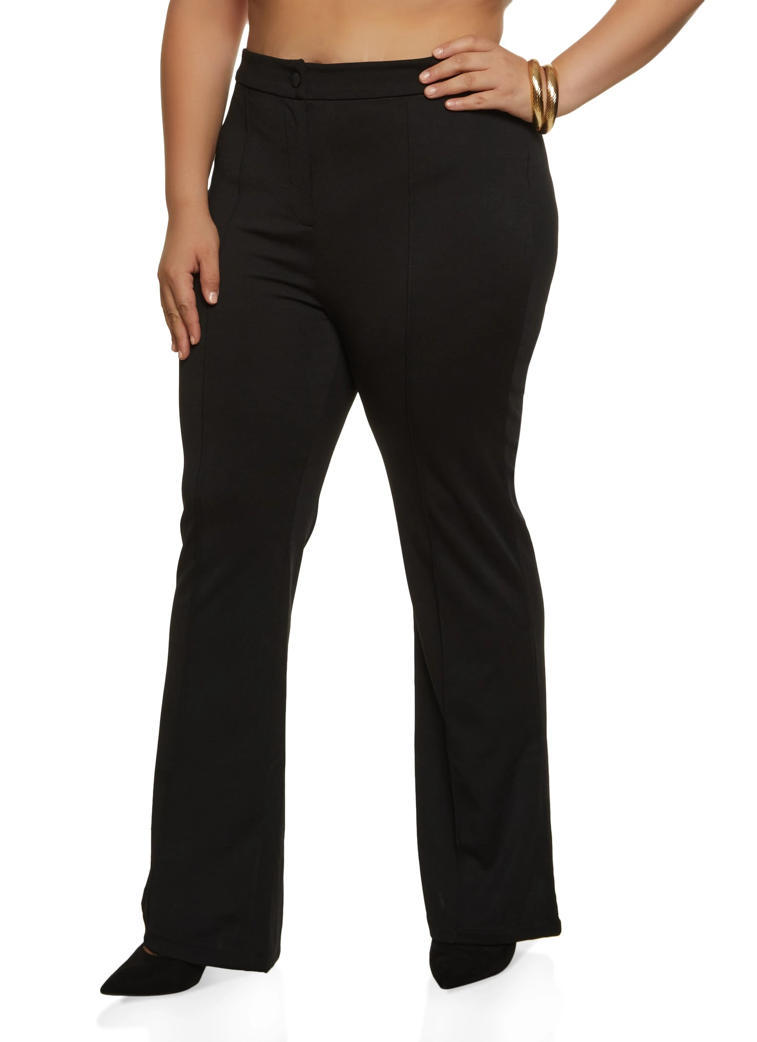 Plus Size Pintuck Ponte Boot Cut Pants