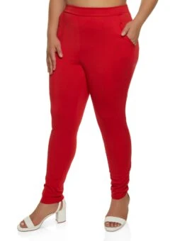 Plus Size Ponte Pintuck Pull On Pants