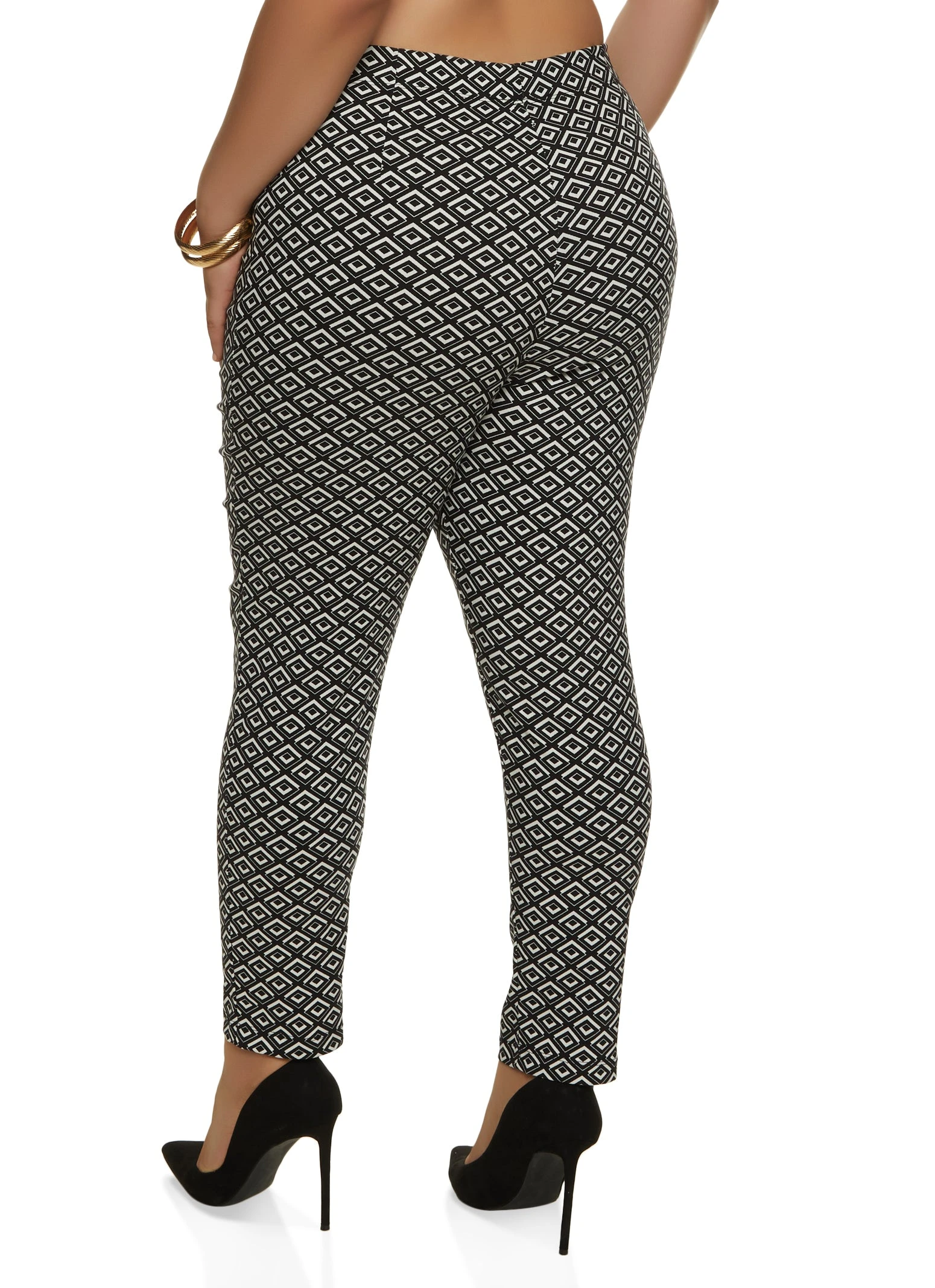 Plus Size Geometric Print Pull On Dress Pants - Image 2
