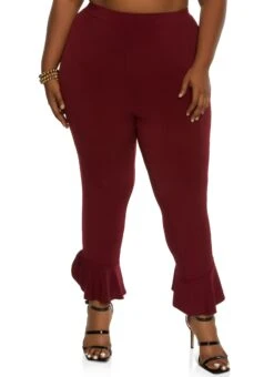 Plus Size Flare Hem Pants