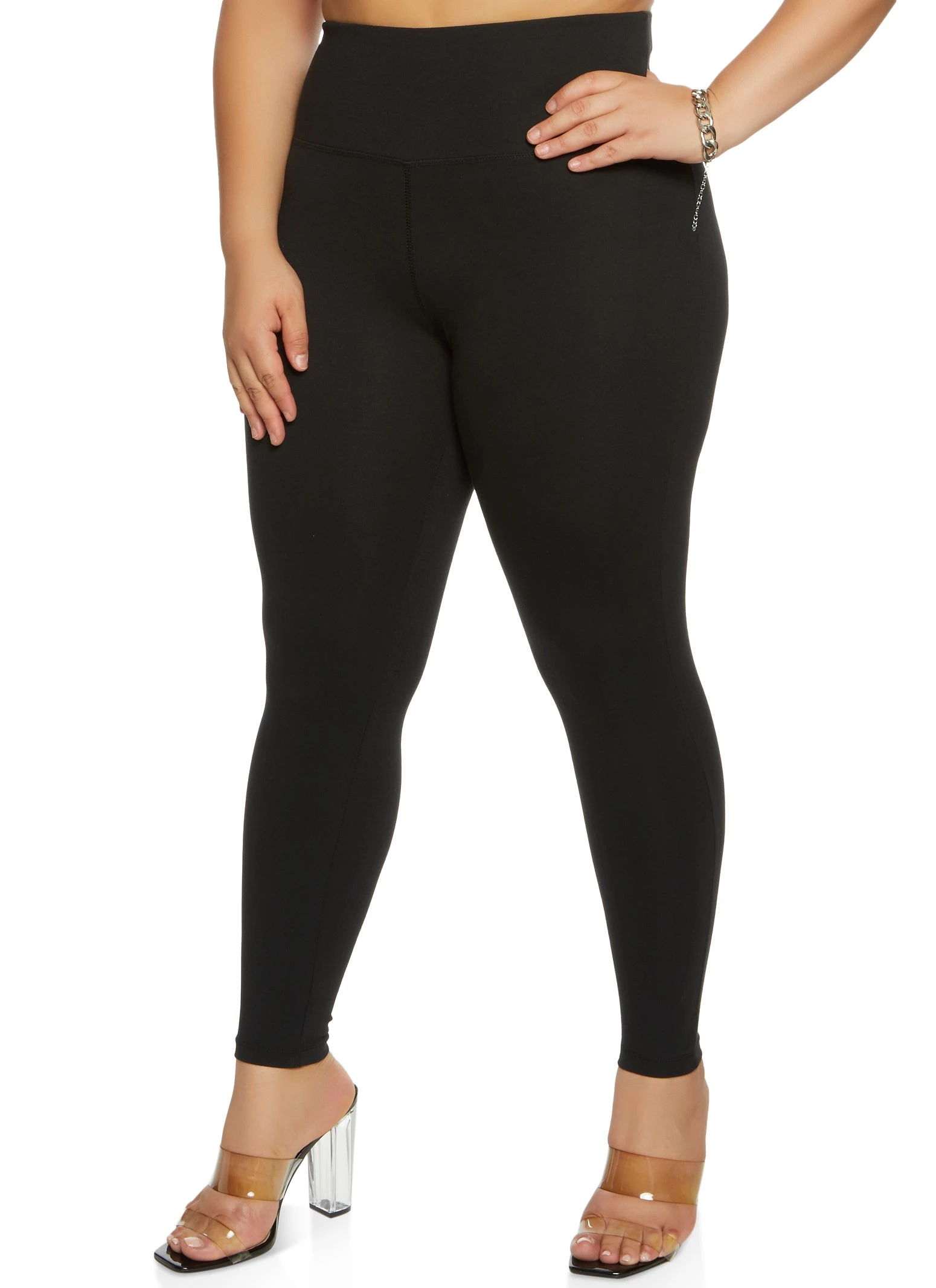 Plus Size Solid High Waist Leggings