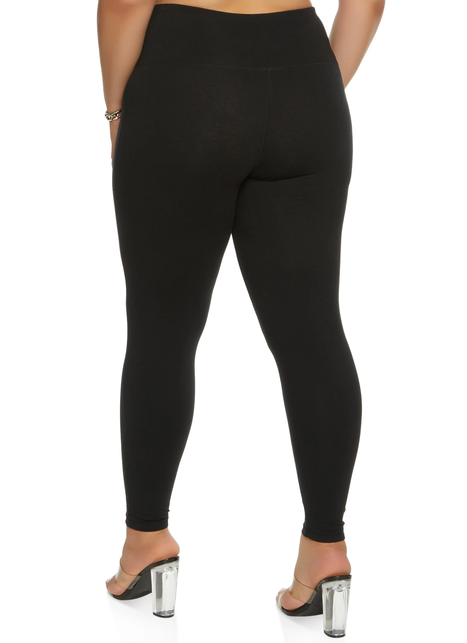 Plus Size Solid High Waist Leggings - Image 2