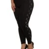 Plus Size Seamless Side Rhinestone Geometric Patterned Leggings