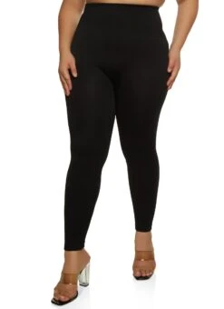 Plus Size Textured Waistband Leggings