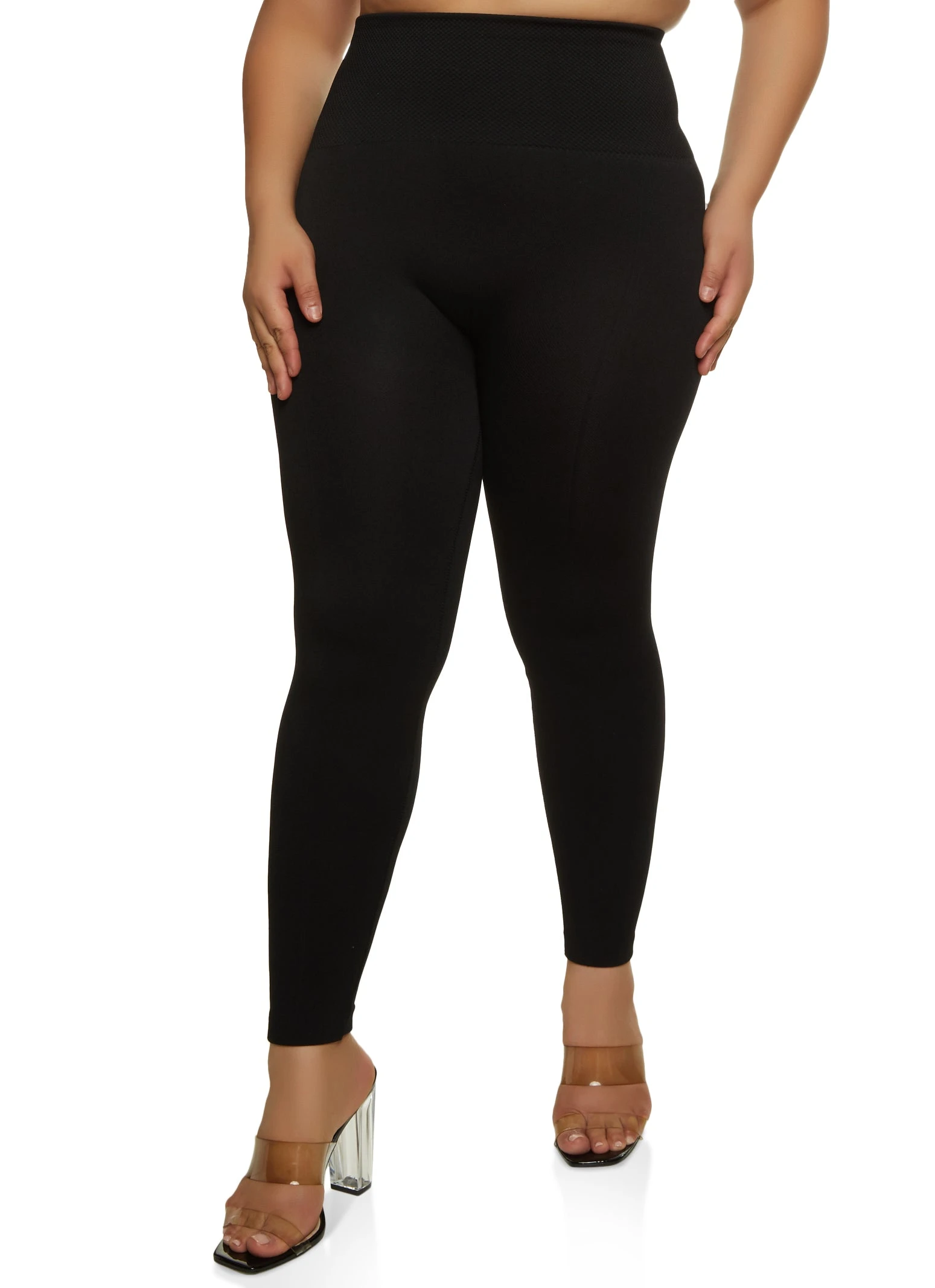 Plus Size Textured Waistband Leggings