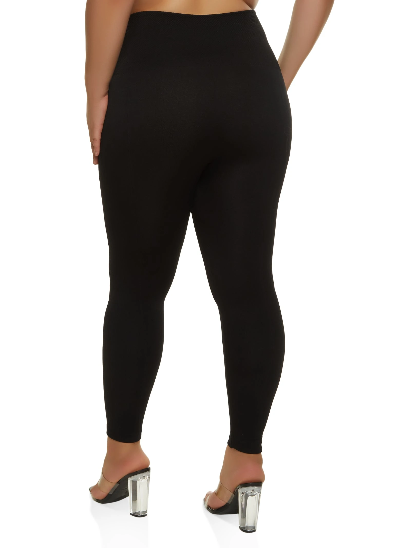 Plus Size Textured Waistband Leggings - Image 2
