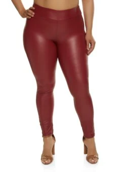 Plus Size Faux Leather High Waisted Leggings