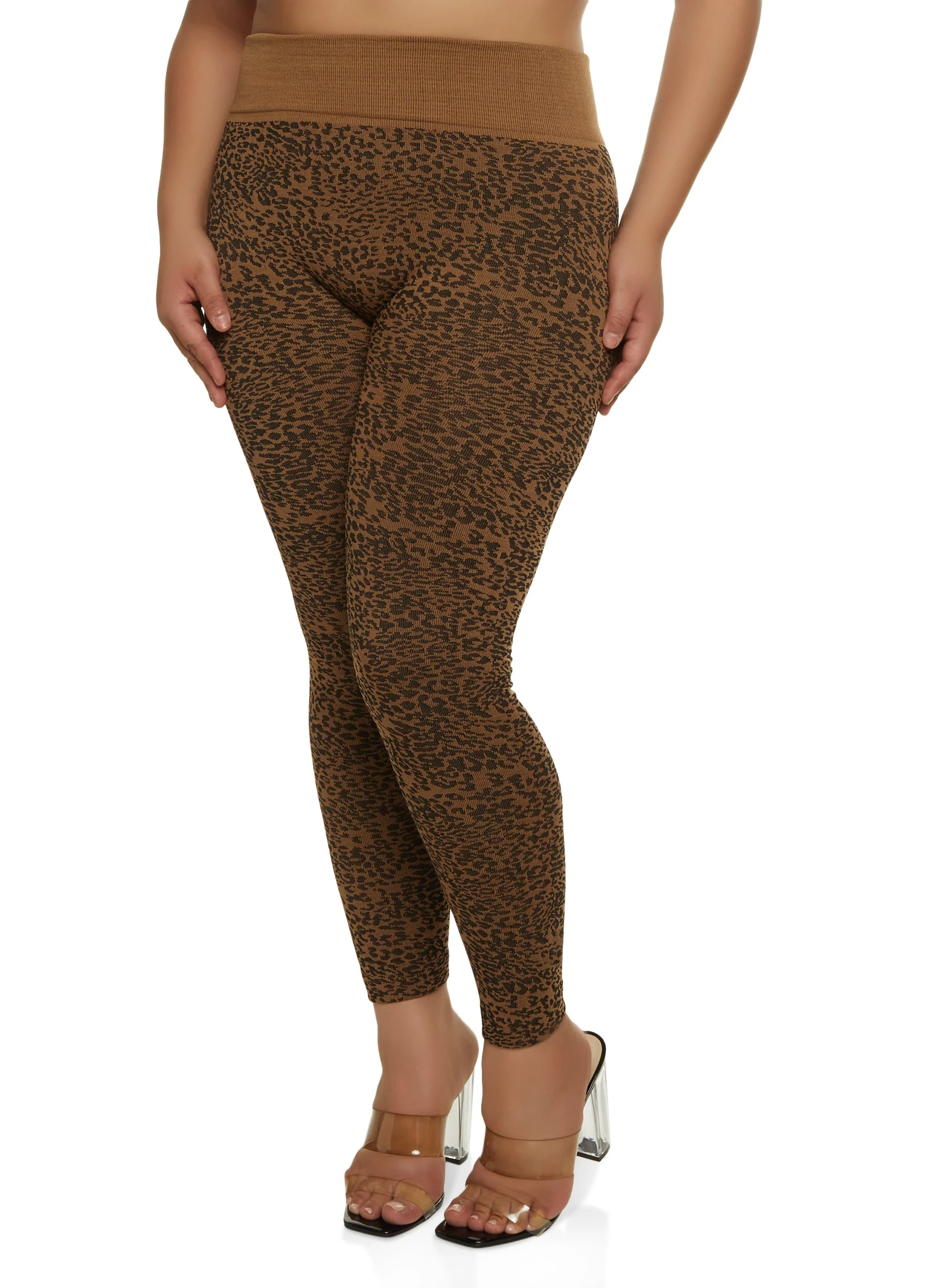 Plus Size Seamless Leopard Print Leggings