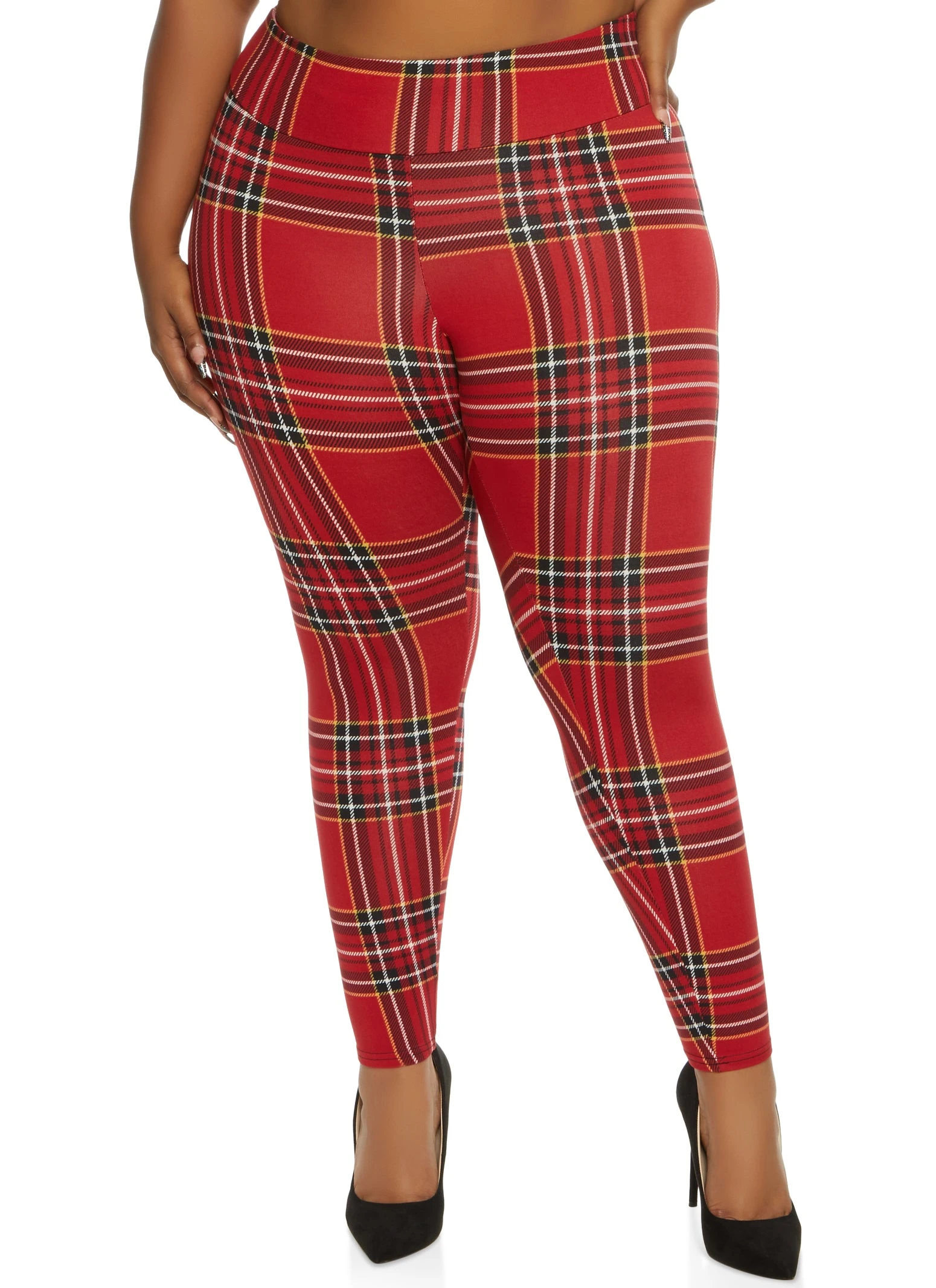 Plus Size Plaid High Waist Leggings