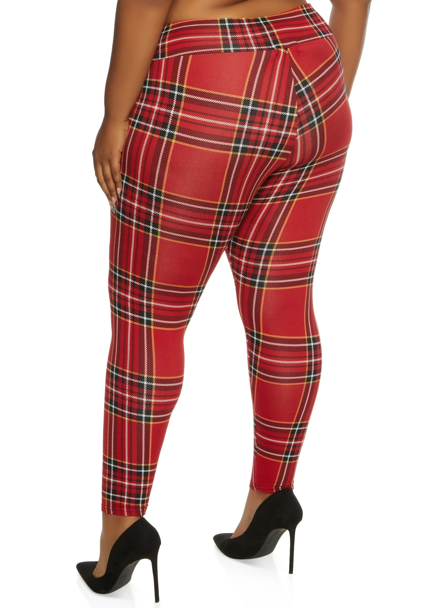 Plus Size Plaid High Waist Leggings - Image 2