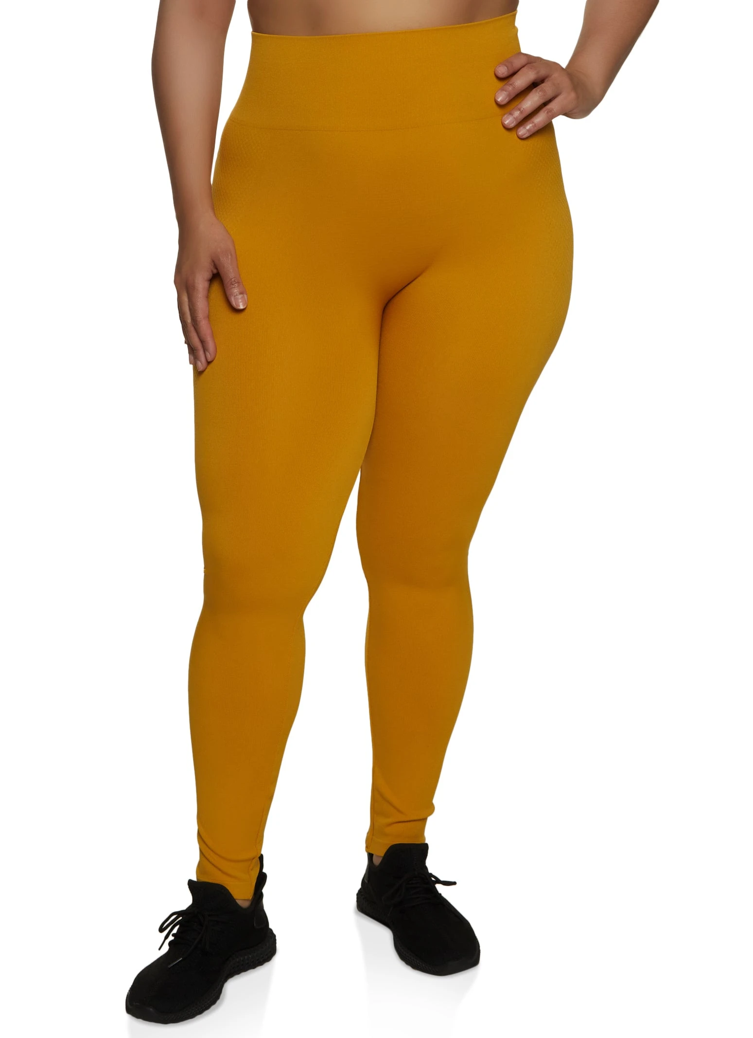 Plus Size Seamless High Waist Textured Knit Leggings