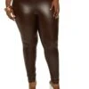 Ambiance Plus Size Solid Faux Leather High Waist Leggings