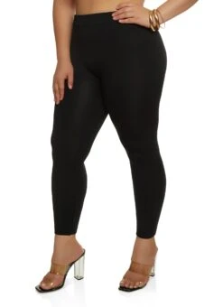 Plus Size Basic Seamless Fleece High Waist Leggings