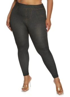 Plus Size Denim Knit Fleece Lined Jeggings