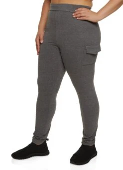Plus Size High Waist Cargo Pocket Leggings