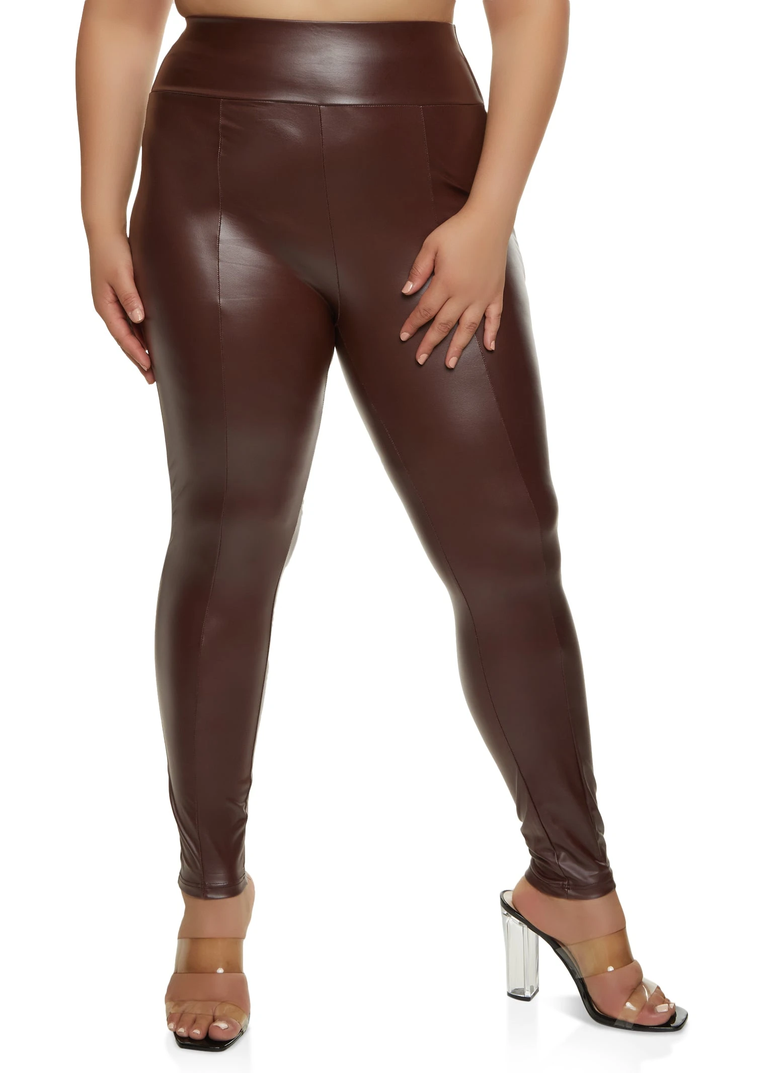 Plus Size Faux Leather High Waist Leggings