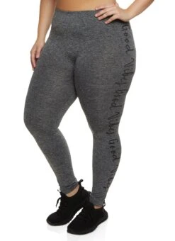 Plus Size Good Vibes Seamless Leggings