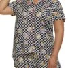 Plus Size Checkered Floral Print Pajama Shirt And Shorts