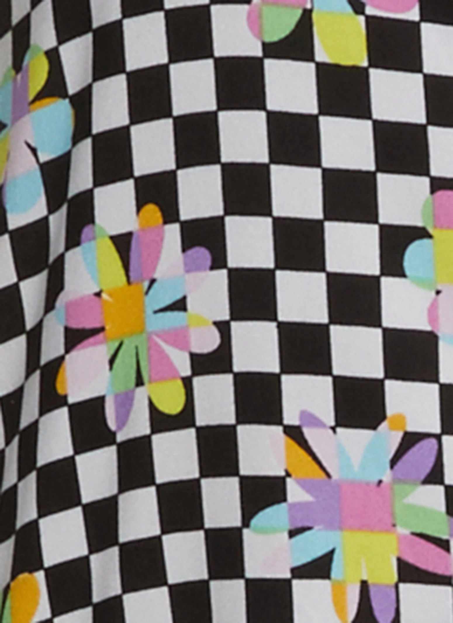 Plus Size Checkered Floral Print Pajama Shirt And Shorts - Image 3