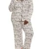 Plus Size Love Print Long Sleeve Pajama Shirt And Pants