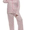 Plus Size Heart Printed Long Sleeve Pajama Shirt And Pants