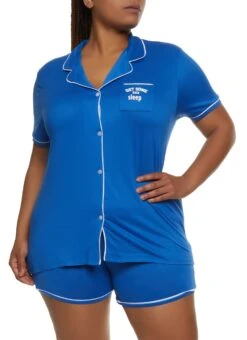 Plus Size Nap Queen Pajama Shirt And Shorts