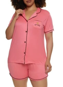 Plus Size Nap Queen Pajama Shirt And Shorts