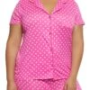 Plus Size Polka Dot Pajama Shirt And Shorts