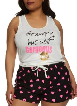 Plus Size Grumpy But Still Gorgeous Pajama Tank Top And Shorts