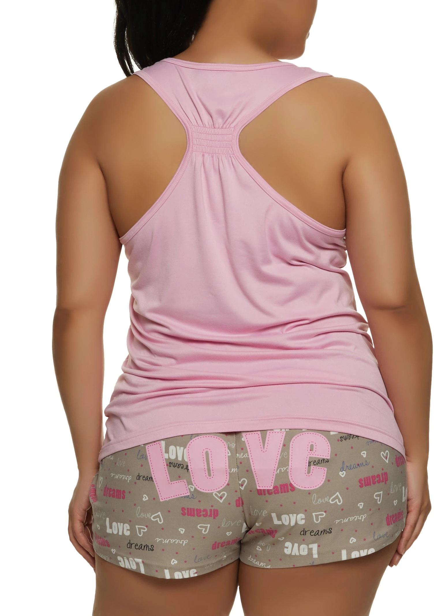 Plus Size Love Sleep Foil Screen Pajama Tank Top And Shorts - Image 2